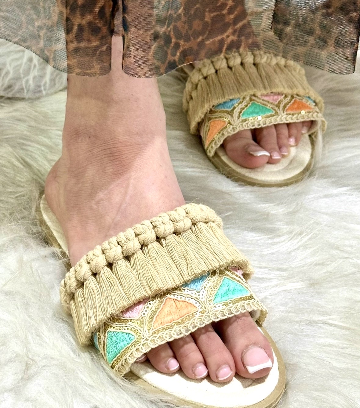 صندل مکرومه تخت مدل گندم